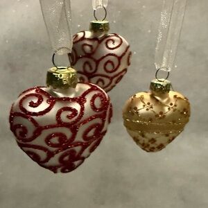 Macy's Red and Gold Heart Ornaments